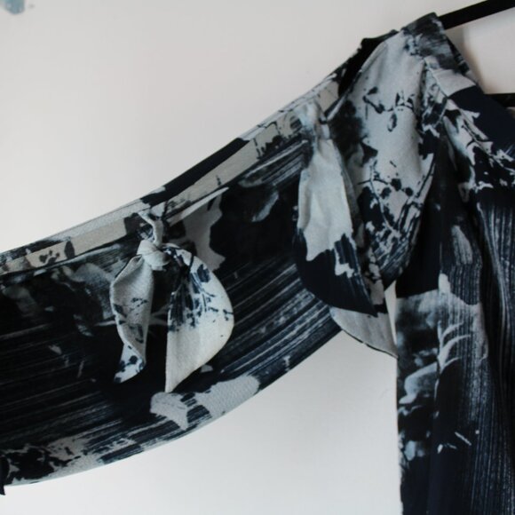 Alberto Makali on-off the shoulders blouse top size M split with ties sleeves - Picture 3 of 10